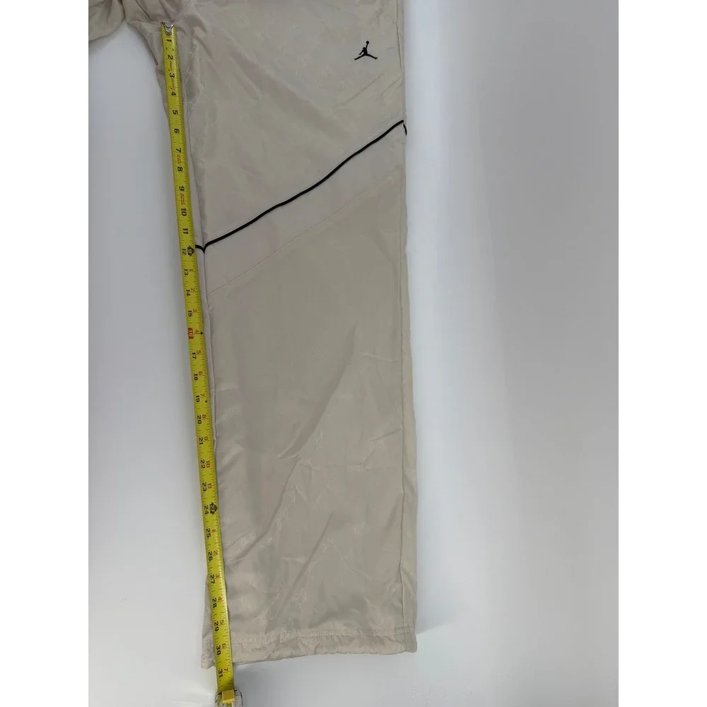 Nike Jordan Jumpman AOP Track Pants Mens M Beige Cream Wide Leg Adjustable Hem‎
